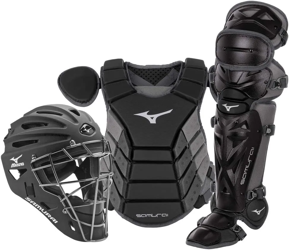 Mizuno Samurai Adult Baseball Boxed Catcher's Gear Set , Black-Grey, 16" Men's Adult