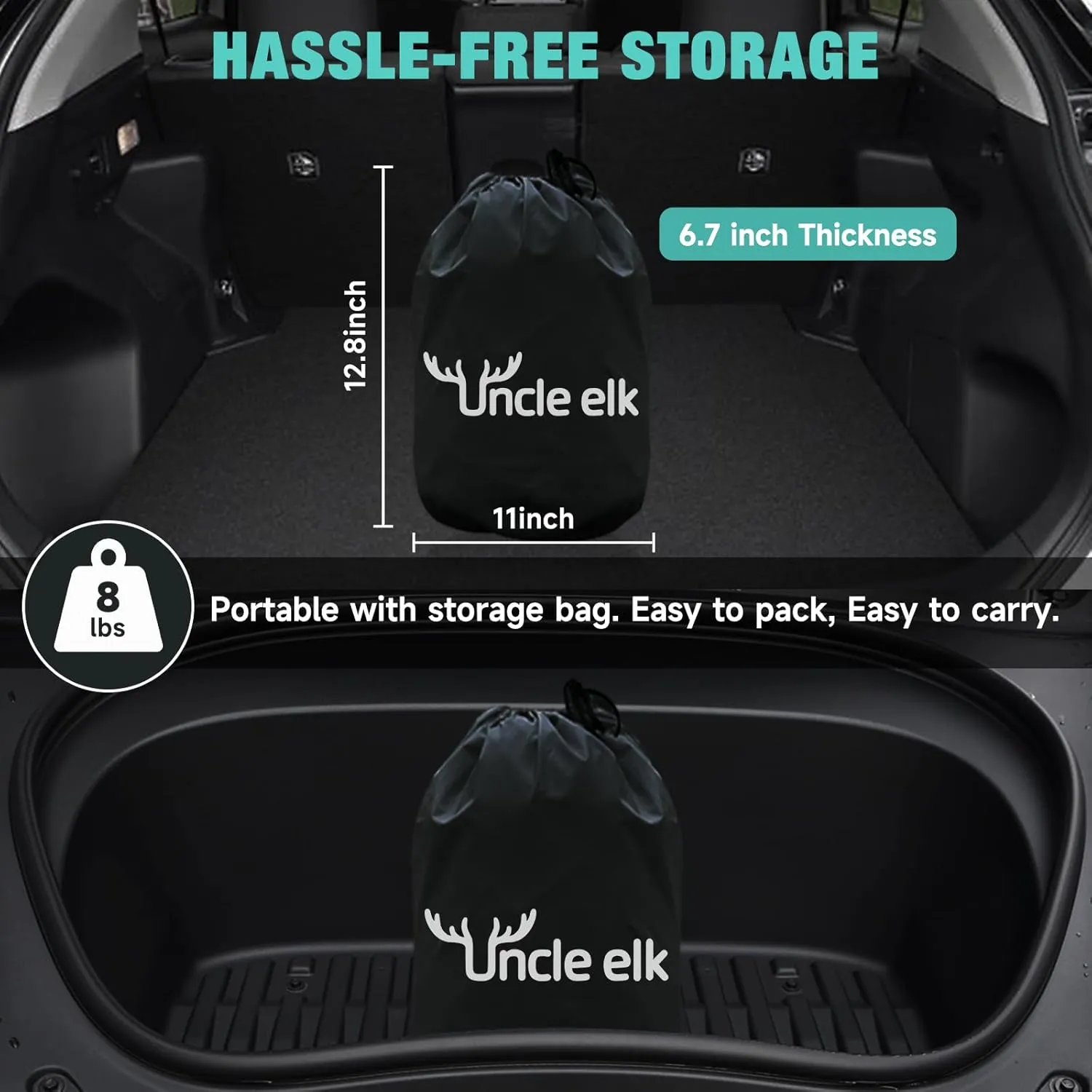 Model Y Mattress for Tesla, Inflatable SUV Mattress for Portable Camping Mattress Foldable Air Mattress with Air Pump and Storage Bag for Tesla Model Y and SUV Travel, Black