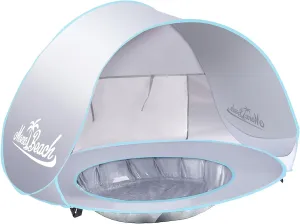 Monobeach Baby Beach Tent Pop Up Portable Shade Pool UPF50  UV Protection Sun Shelter for Infant with Easy Set Up Canopy (Silver Beach Tent)
