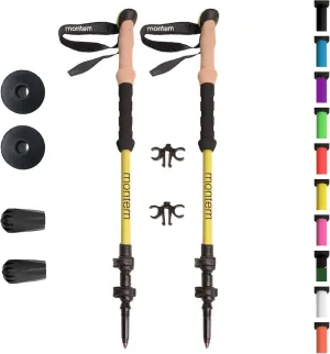 Montem Ultra Strong Trekking, Walking, and Hiking Poles - One Pair (2 Poles) - Collapsible, Lightweight, Quick Locking, Weather-Resistant and Ultra Durable
