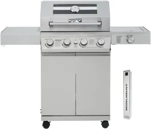 Monument Grills Larger 4-Burner Propane Gas Grills bbq Stainless Steel Heavy-Duty Cabinet Style with Knob Controls Side Burner Mesa 400m with Smoker Box (2 Items)