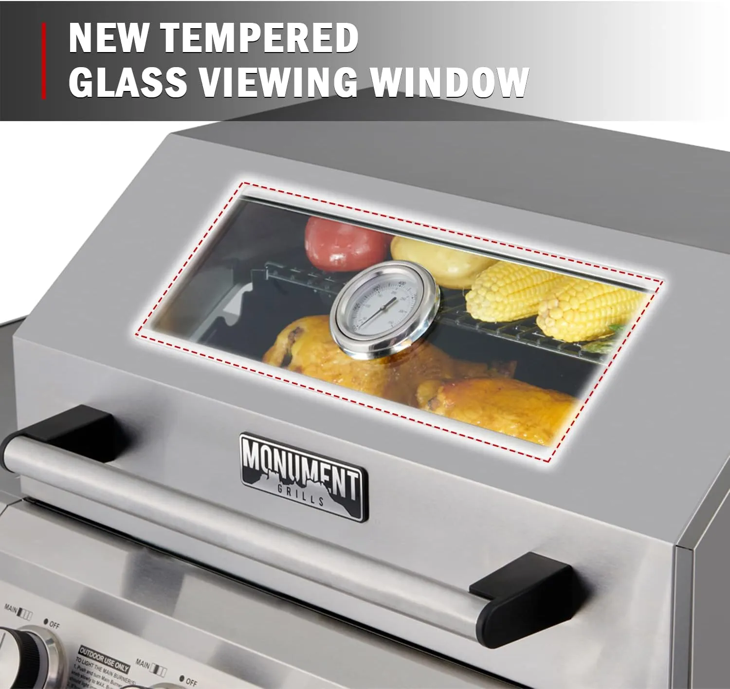 Monument Grills Larger 4-Burner Propane Gas Grills bbq Stainless Steel Heavy-Duty Cabinet Style with Knob Controls Side Burner Mesa 400m