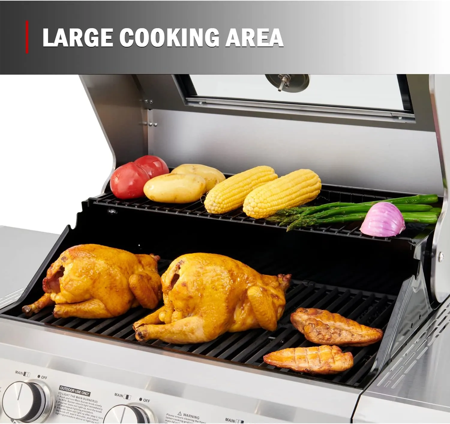 Monument Grills Larger 4-Burner Propane Gas Grills bbq Stainless Steel Heavy-Duty Cabinet Style with Knob Controls Side Burner Mesa 400m