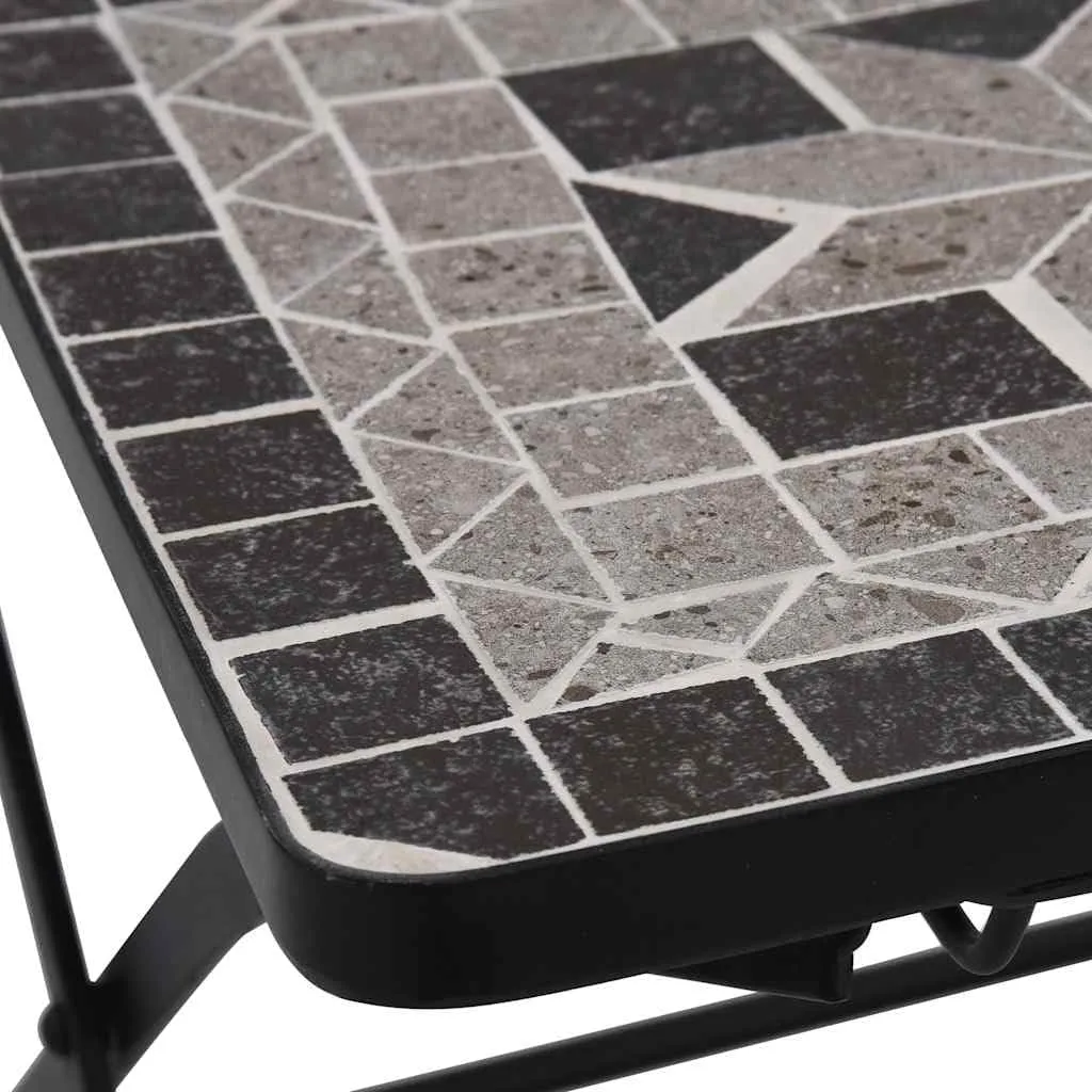 Mosaic Bistro Chairs 2-Piece Set Gray Powder-Coated Iron Frame & Ceramic Seat Outdoor Patio Furniture for Garden Balcony Lounge