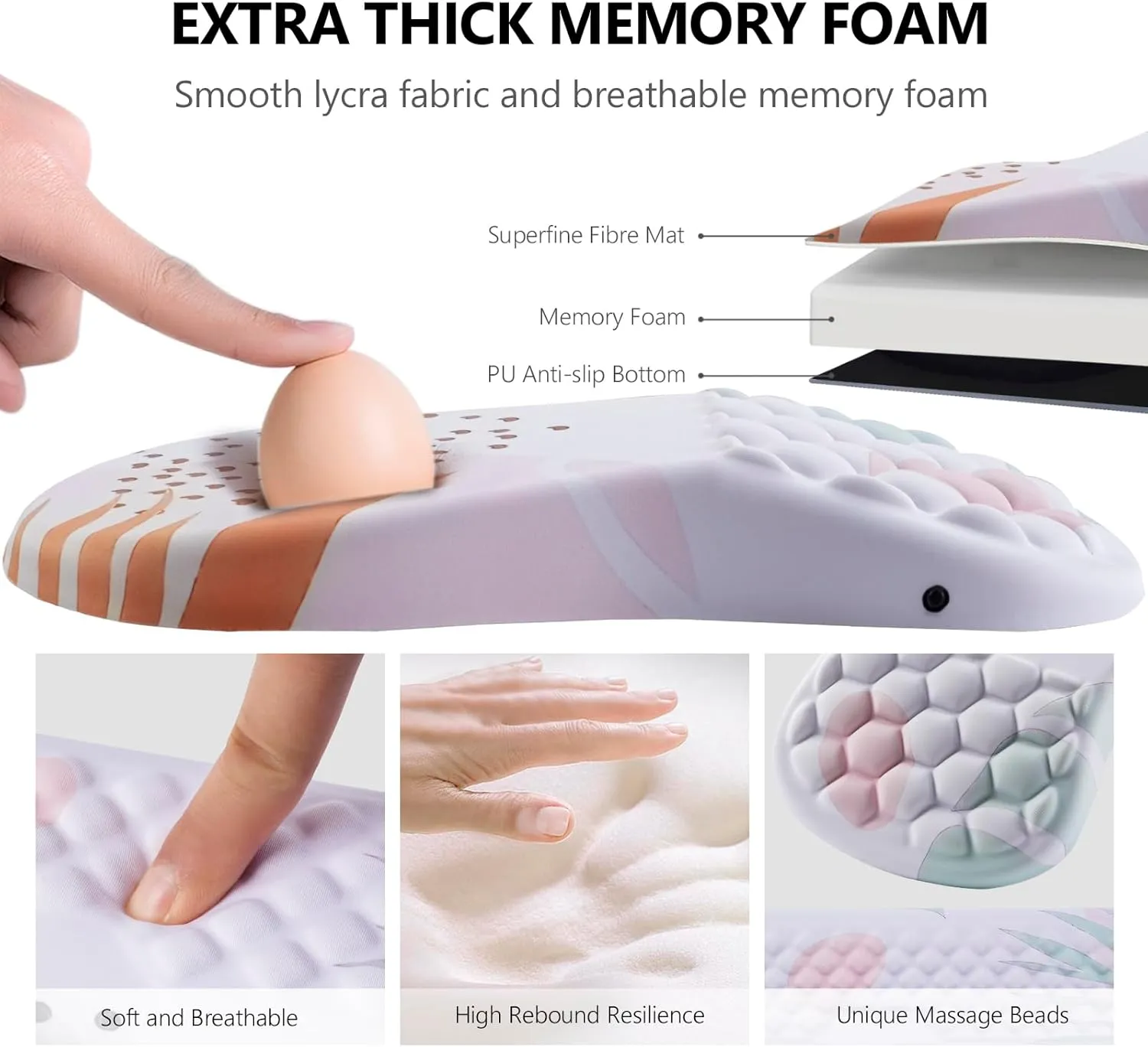 Mouse Pad Wrist Support, Laokiiy 2 in1 Keyboard Wrist Rest  Ergonomic Mouse Pad, Non-Slip Wrist Rest for Computer Keyboard, Made Easy Typing & Relieve Wrist Pain(Tropical Leaves)