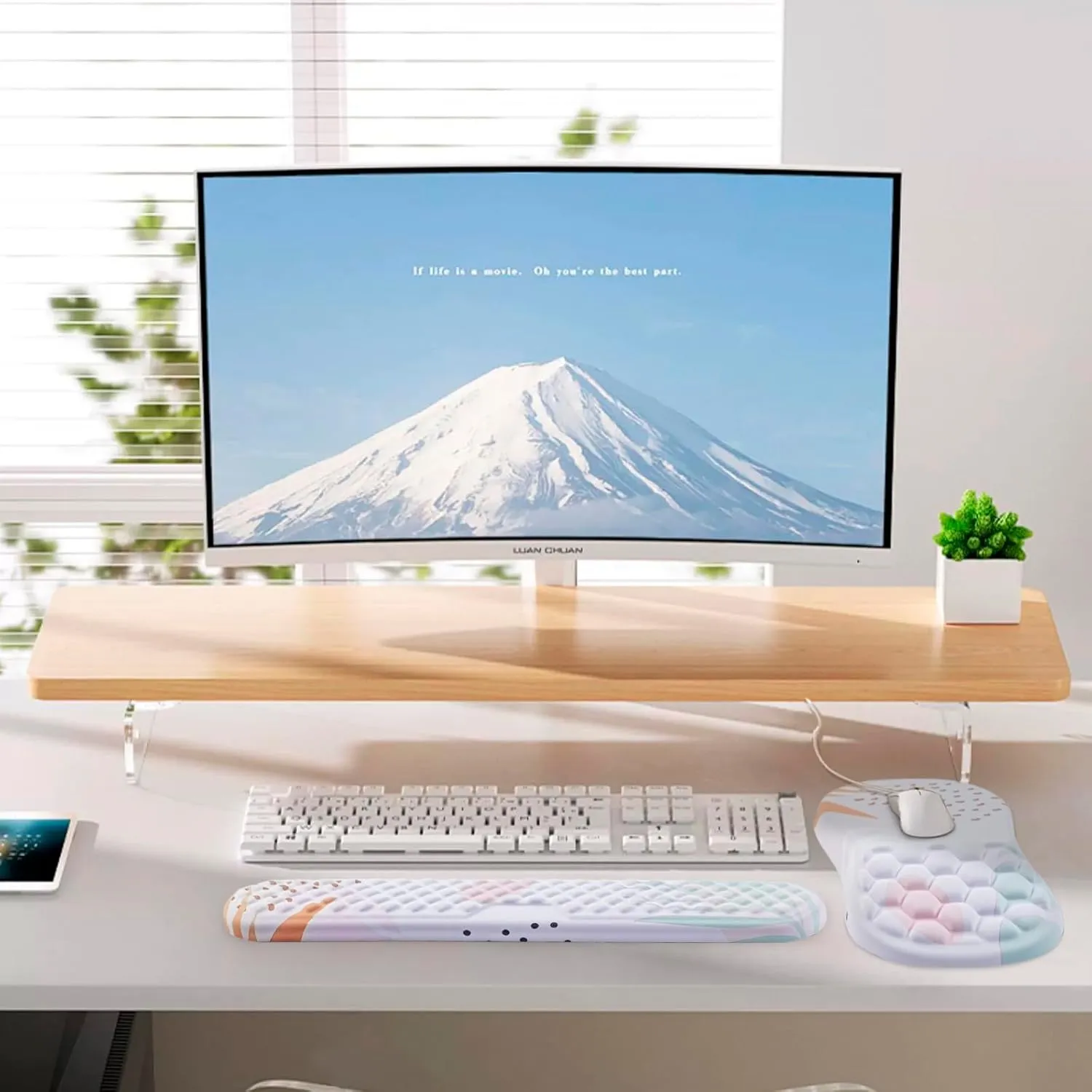 Mouse Pad Wrist Support, Laokiiy 2 in1 Keyboard Wrist Rest  Ergonomic Mouse Pad, Non-Slip Wrist Rest for Computer Keyboard, Made Easy Typing & Relieve Wrist Pain(Tropical Leaves)
