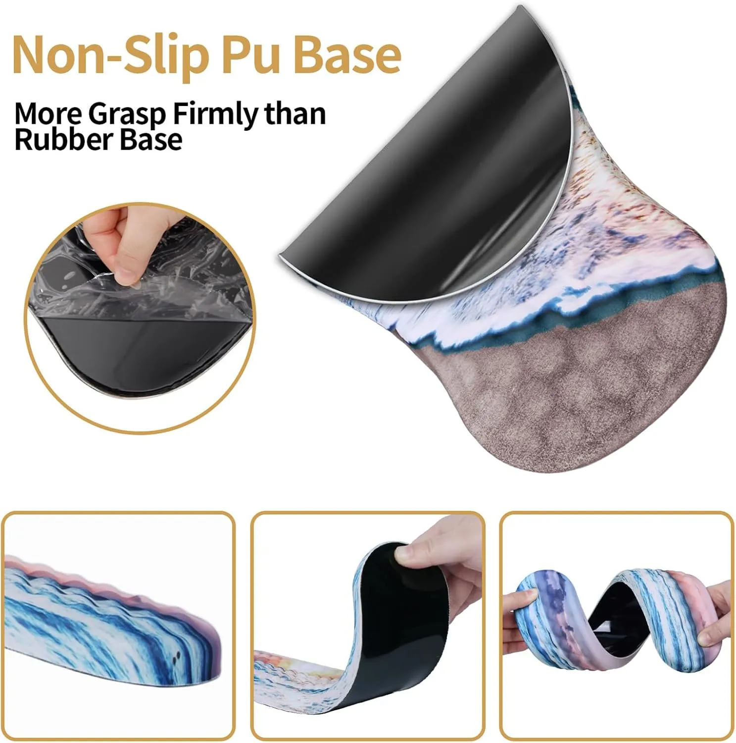 Mouse Pad Wrist Support,Ergonomic Mouse Pad with Wrist Rest,Computer Mouse Pads Pain Relief Keyboard Wrist Rest with Coaster Set,Non-Slip Computer Gel Mouse Pad for Desk Laptop Office-Beach Sunset