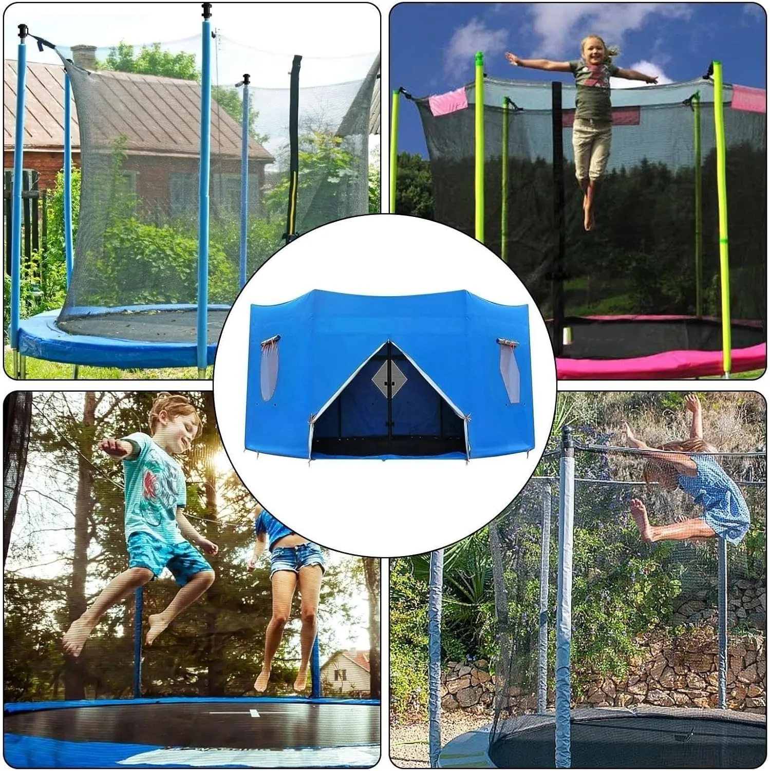 Moyu666-Trampoline Tent, 6FT/8FT/10FT/12FT/14FT/15FT Trampoline Tent Cover, Waterproof Oxford Trampoline Canopy, Trampoline Sun Shade for 6 Straight Pole Round Trampoline