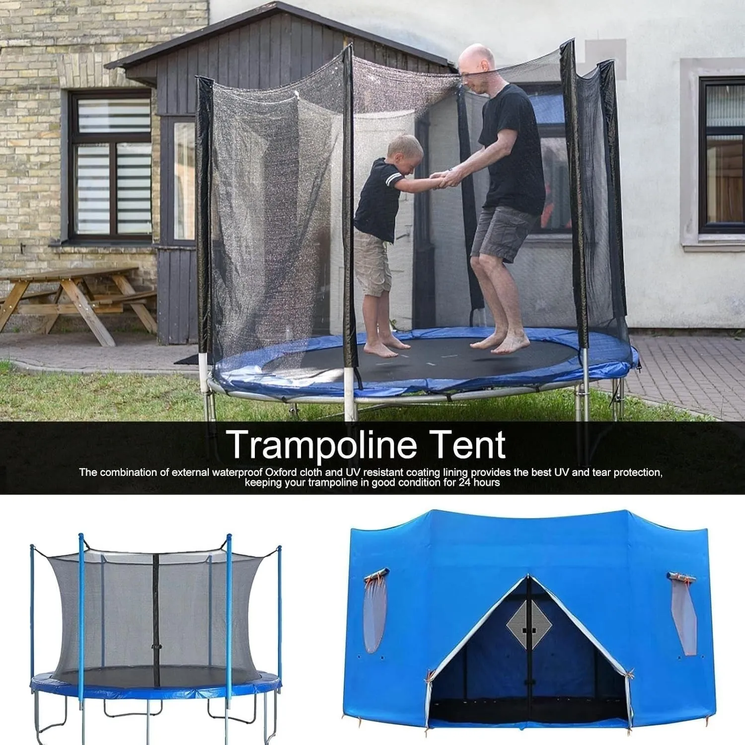 Moyu666-Trampoline Tent, 6FT/8FT/10FT/12FT/14FT/15FT Trampoline Tent Cover, Waterproof Oxford Trampoline Canopy, Trampoline Sun Shade for 6 Straight Pole Round Trampoline