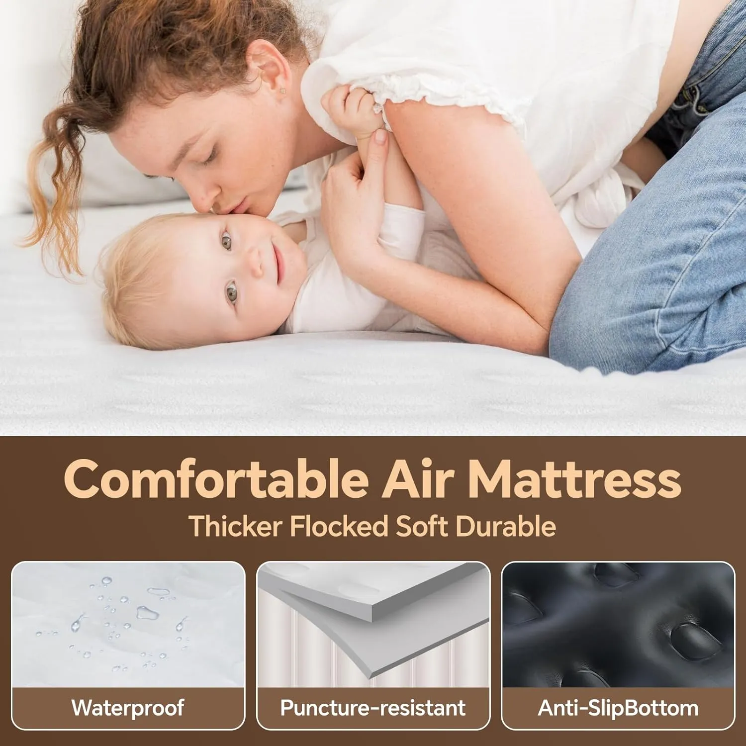Mr.Young Air Mattress with Built-in Pump for Guest,Tall Inflatable Air Bed with Carrying Bag for Camping, Foldable & Portable Blow up Air Mattresses