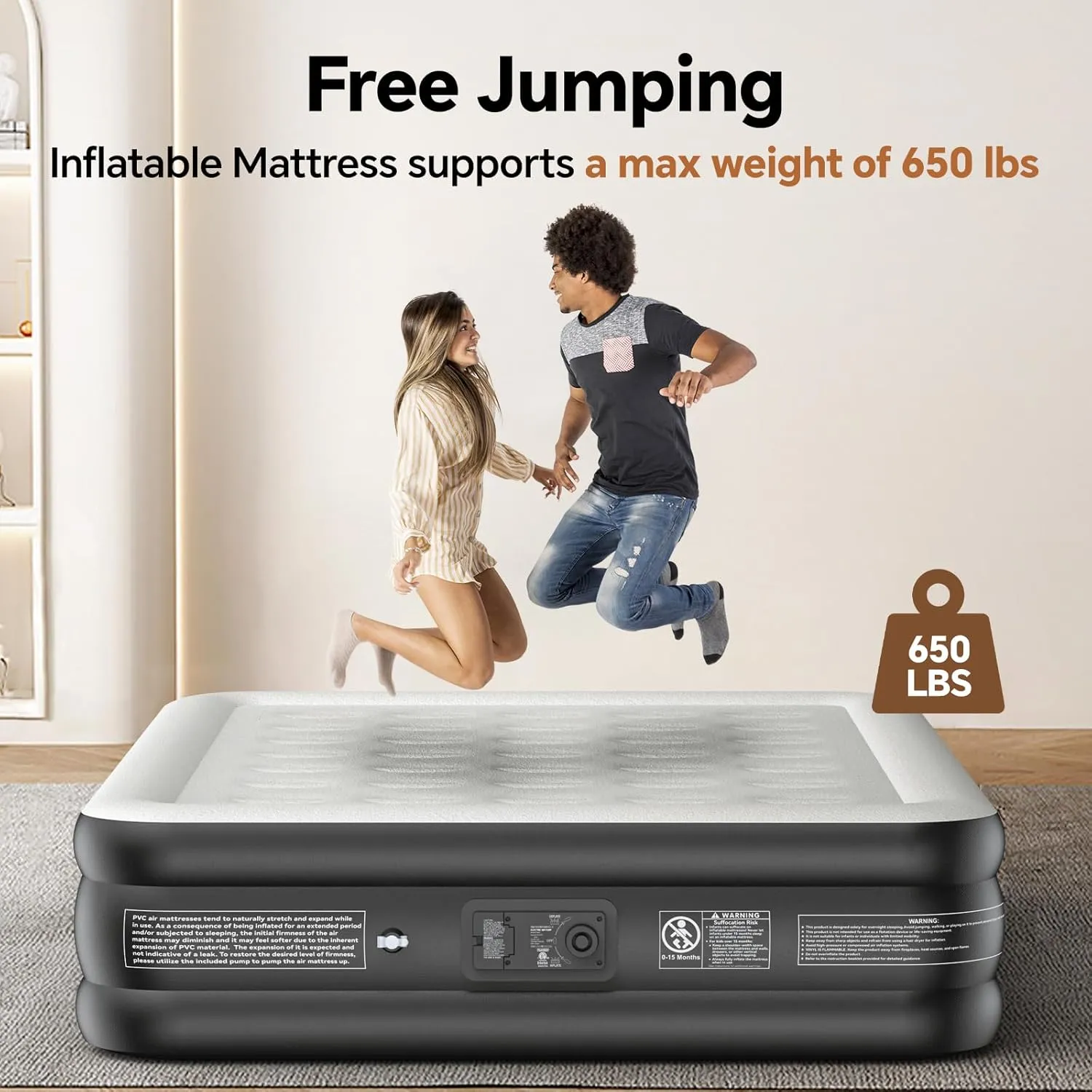 Mr.Young Air Mattress with Built-in Pump for Guest,Tall Inflatable Air Bed with Carrying Bag for Camping, Foldable & Portable Blow up Air Mattresses