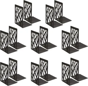 MSDADA Bookends, Book Ends for Shelves, Bookends for Office, Book Ends for Heavy Books, Book Shelf Holder Stand Home Decorative，Metal Bookend Supports, Book Stoppers, Black(8 Pairs)