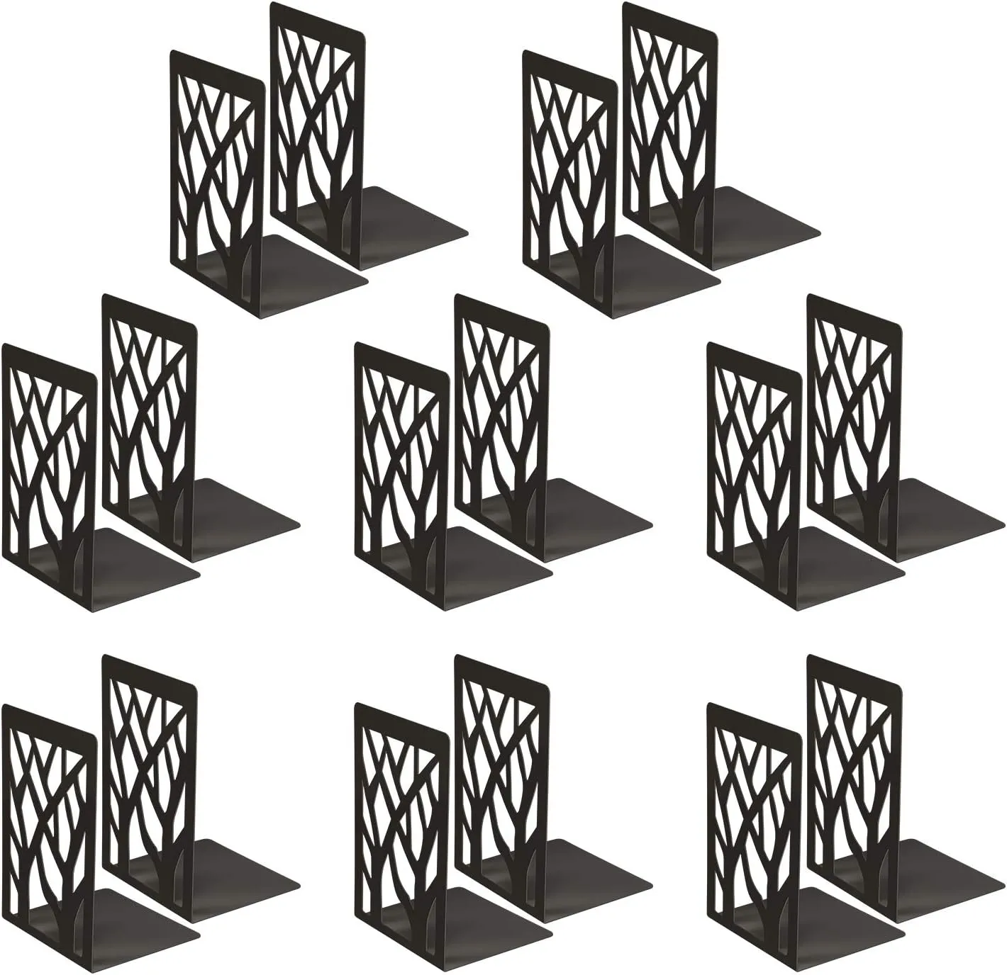 MSDADA Bookends, Book Ends for Shelves, Bookends for Office, Book Ends for Heavy Books, Book Shelf Holder Stand Home Decorative，Metal Bookend Supports, Book Stoppers, Black(8 Pairs)
