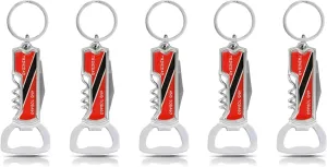 Multifunctional Bottle Opener Keychain Corkscrew Keychains - Carribean Countries - Set of 5 (Trinidad and Tobago)