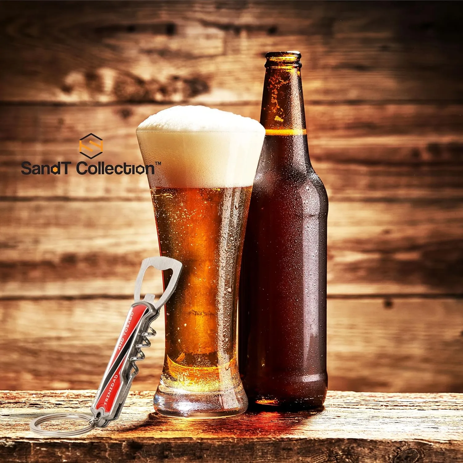 Multifunctional Bottle Opener Keychain Corkscrew Keychains - Carribean Countries - Set of 5 (Trinidad and Tobago)