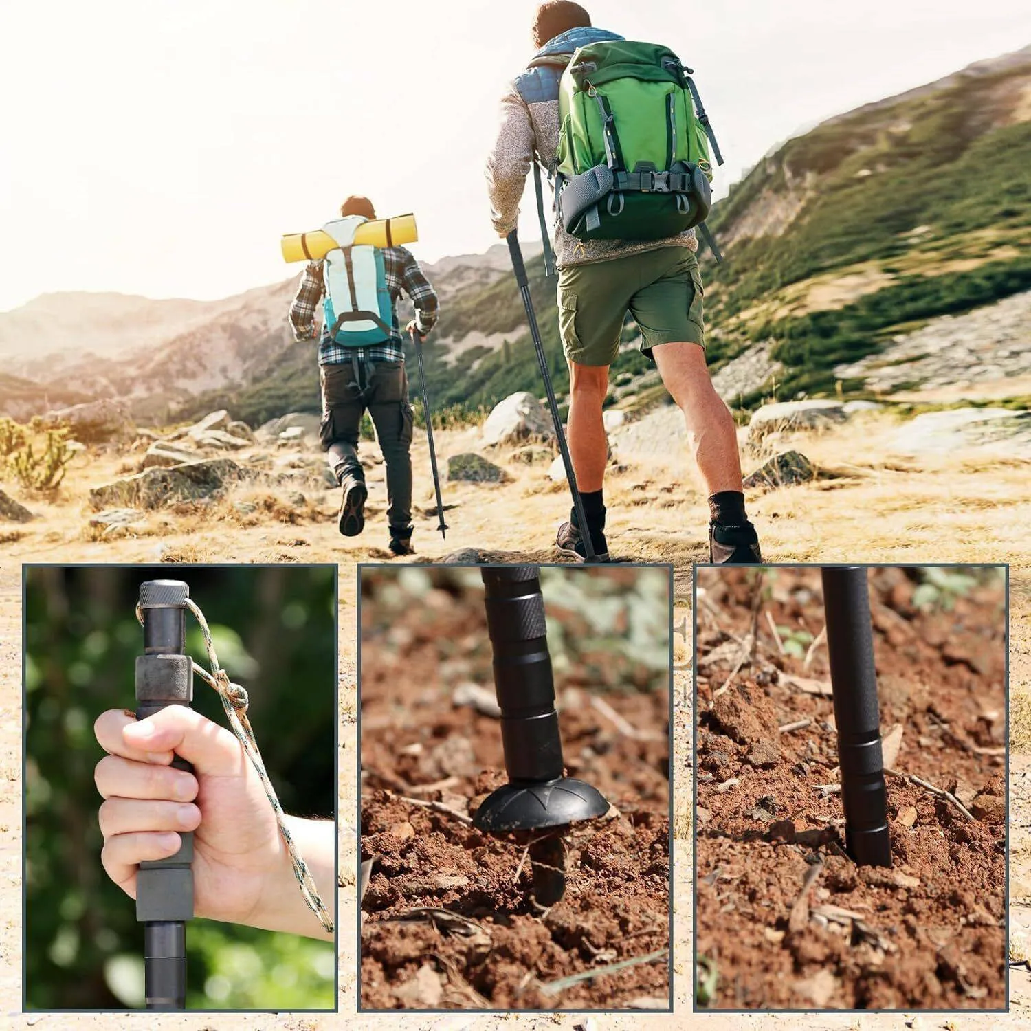 Multifunctional Hiking Trekking Poles Lightweight Collapsible Walking Stick
