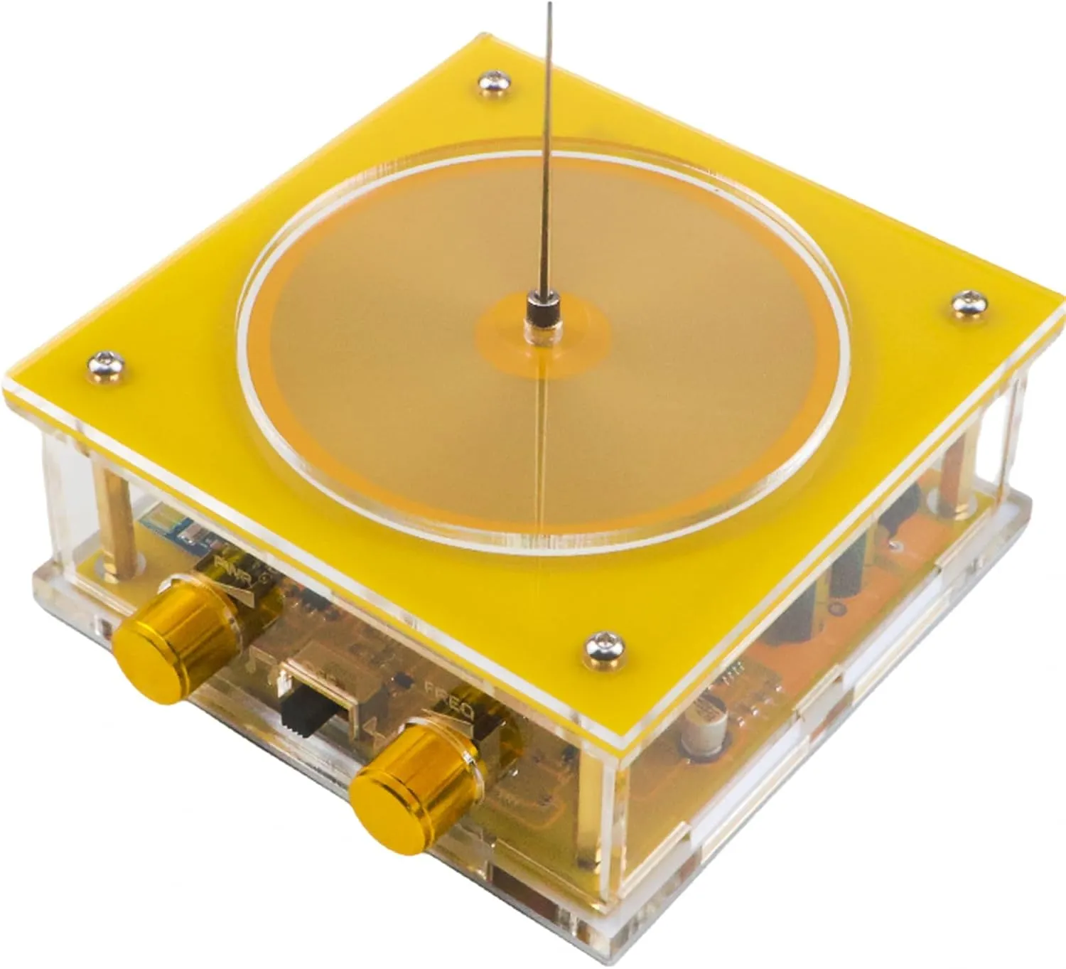 Music Tesla Coil Speaker,Bluetooth Mini Tesla Coil, Touchable Artificial Lightning Spark Gap Arc Generator, Experiment Model, Science Teaching Lightning Toy(Gold)