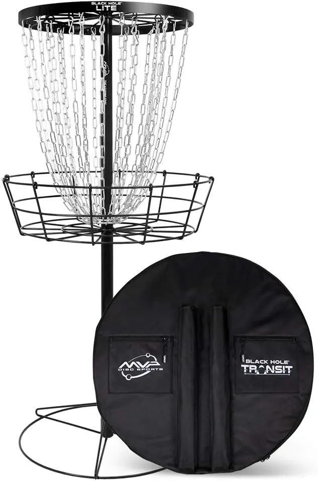 MVP Disc Sports Black Hole Lite Disc Golf Basket with Transit Bag