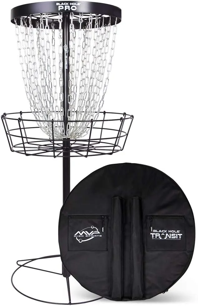 MVP Disc Sports Black Hole Pro 24 Chain Disc Golf Basket with Transit Bag