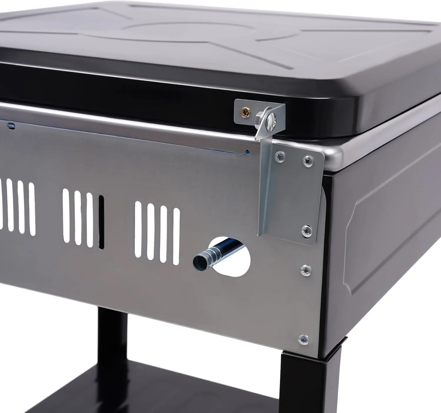 Natural Gas Stove, 5/4 Burner Auto Ignition Portable Gas Stove with Support Leg Stand and Wind Blocking Cover Adapter for Camping, Fishing, RV Travel (Black, 4 Burner)