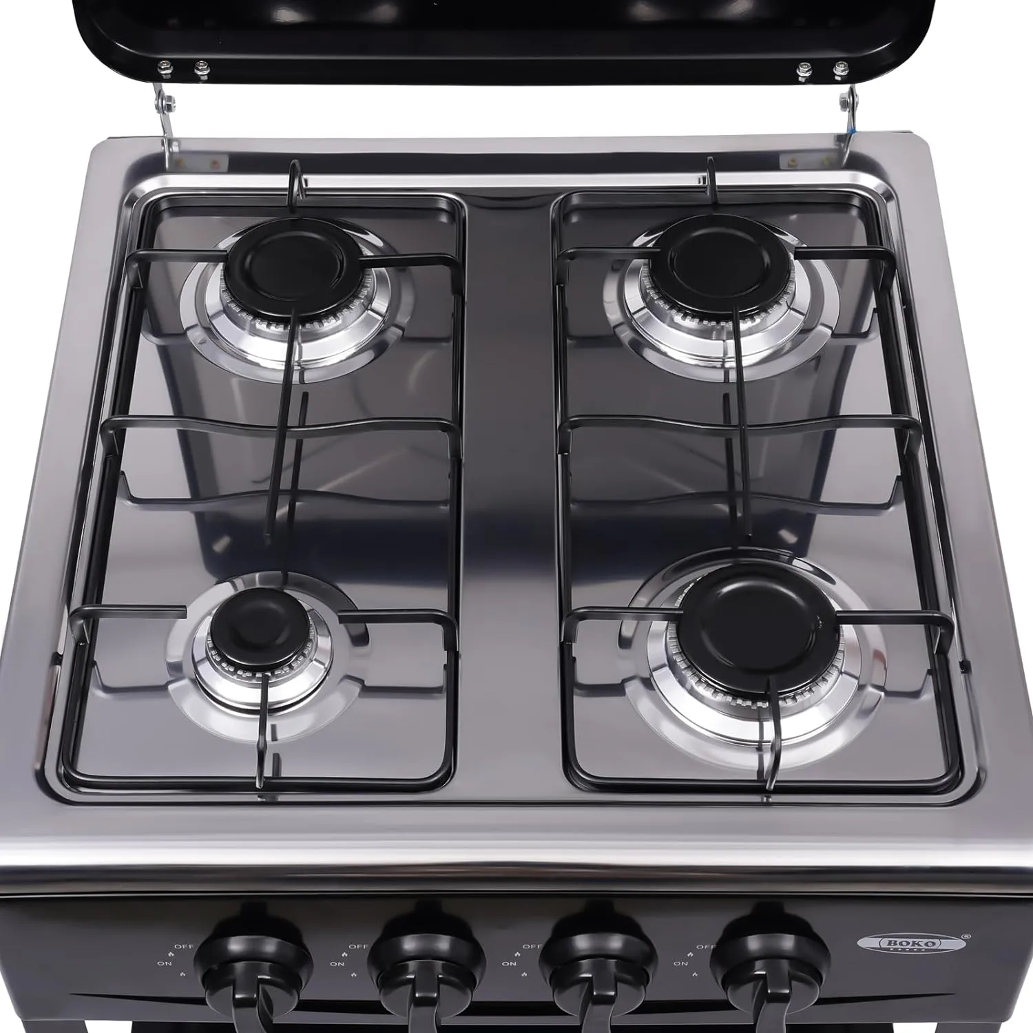 Natural Gas Stove, 5/4 Burner Auto Ignition Portable Gas Stove with Support Leg Stand and Wind Blocking Cover Adapter for Camping, Fishing, RV Travel (Black, 4 Burner)