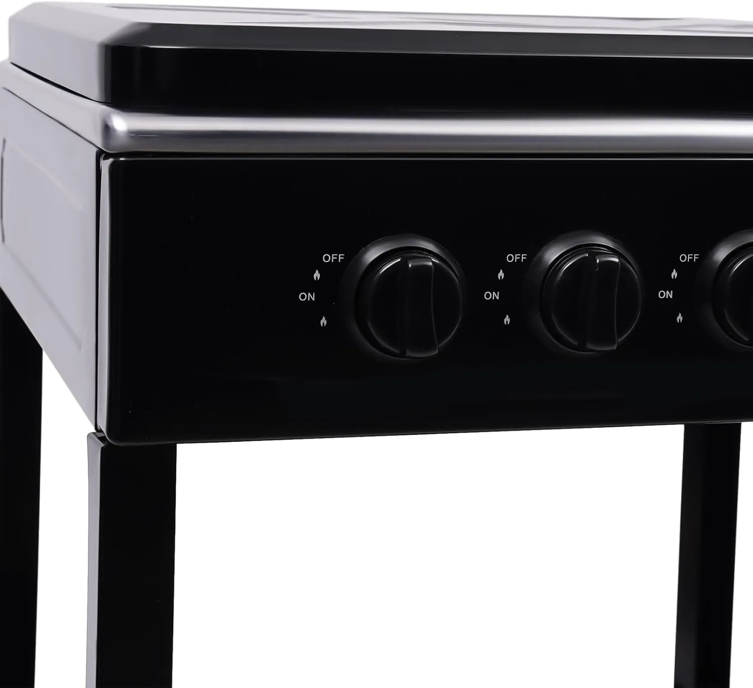 Natural Gas Stove, 5/4 Burner Auto Ignition Portable Gas Stove with Support Leg Stand and Wind Blocking Cover Adapter for Camping, Fishing, RV Travel (Black, 4 Burner)