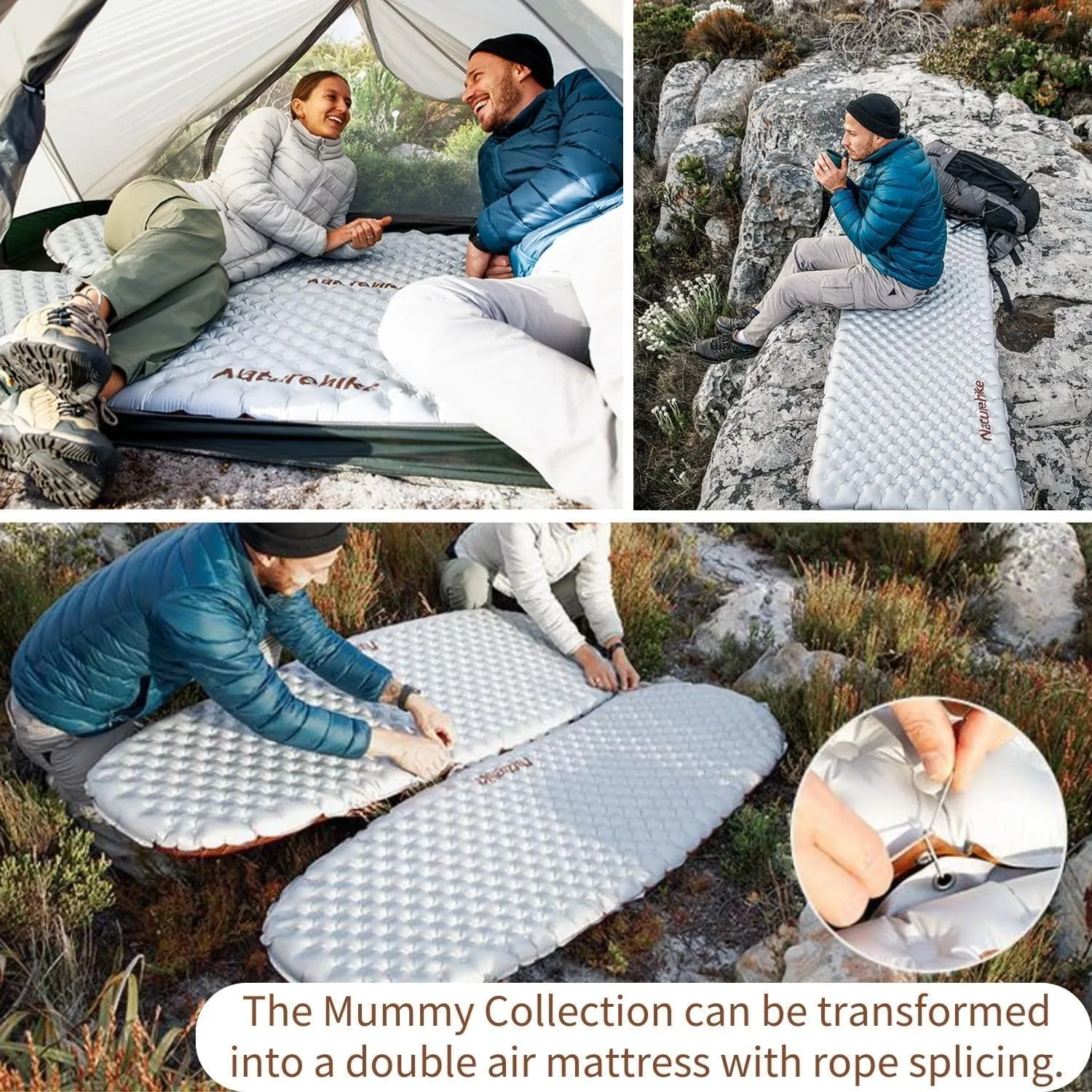Naturehike 5.8/8.8 R-Value Camping Sleeping Pad,3.1"-4.7" Ultra-Thick,1-1.4LB Ultralight Camping Mat with Inflatable Bag,Backpacking Inflatable Foam Camping Mat for Car,Hiking