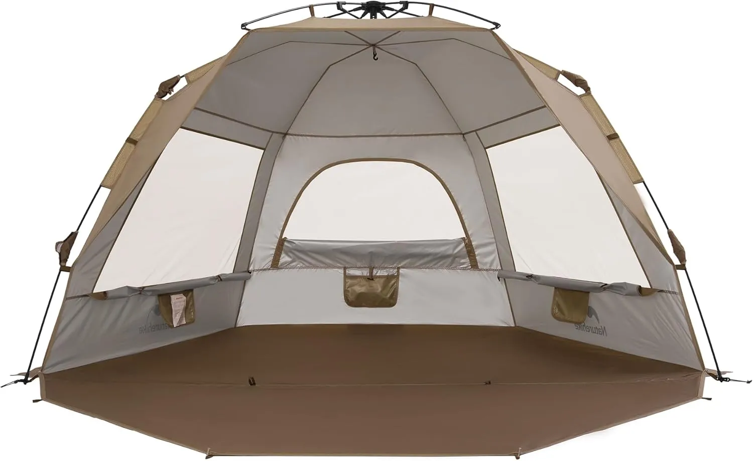 Naturehike Beach Tent Sun Shelter for 3-4 Person, Automatic Easy Set up Pop up Instant Tent, UPF50  UV Protection Portable Canopy Privacy Tent (Light Brown)