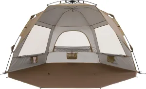 Naturehike Beach Tent Sun Shelter for 3-4 Person, Automatic Easy Set up Pop up Instant Tent, UPF50  UV Protection Portable Canopy Privacy Tent (Light Brown)