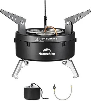Naturehike Portable Camping Stove, 1 Burner Gas Camp Stove with Carry Bag, 11260 BTU Backpacking Stove with Adjustable Burners for Outdoor Backpacking Hiking (Portable Camping Stove)