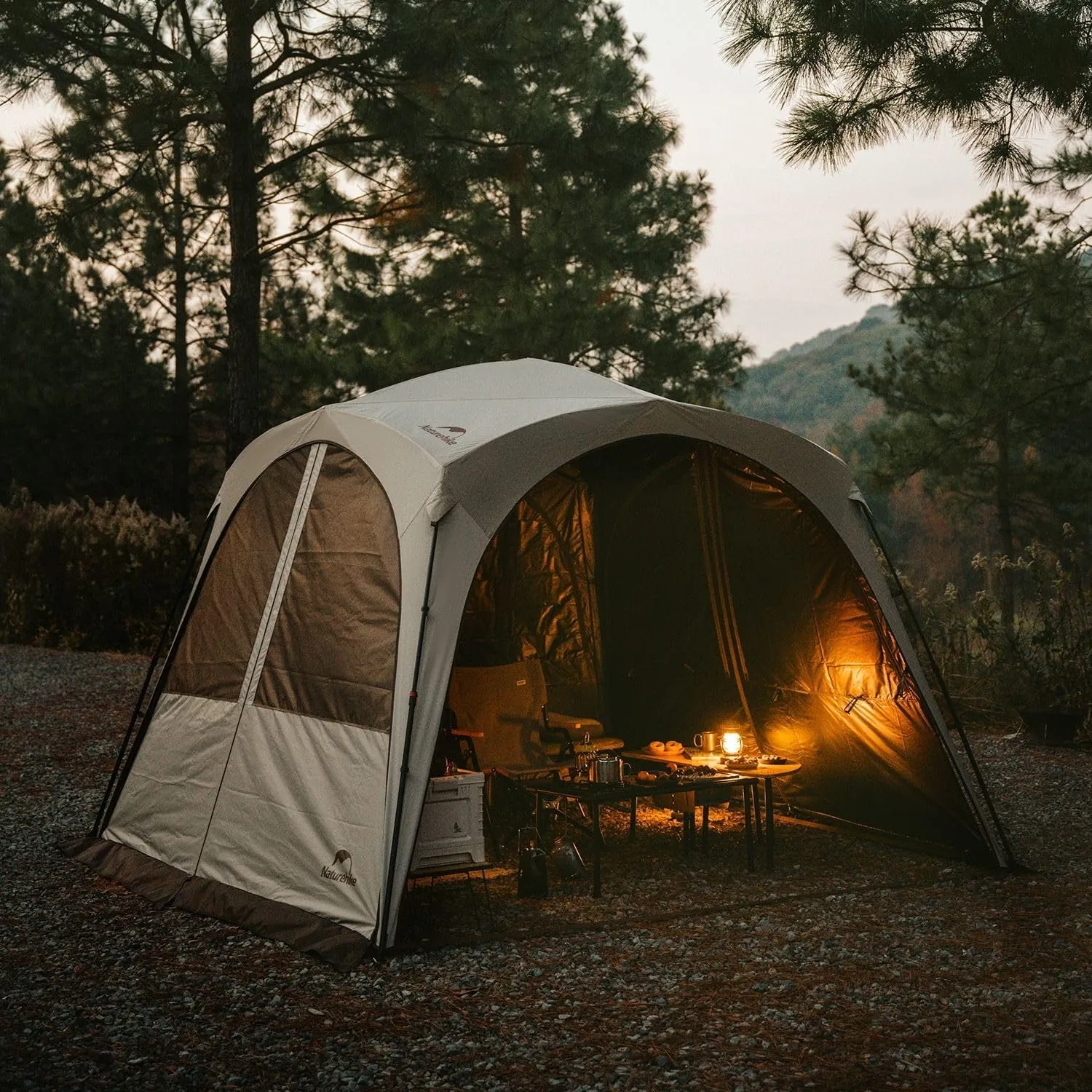 Naturehike Quarter/Hexagonal Camping Tent Canopy Sun Shade,Outdoor Tent for Camping,Fishing,Picnics, Canopy Available with Ground Cloth,Door Curtains,Tent Connector