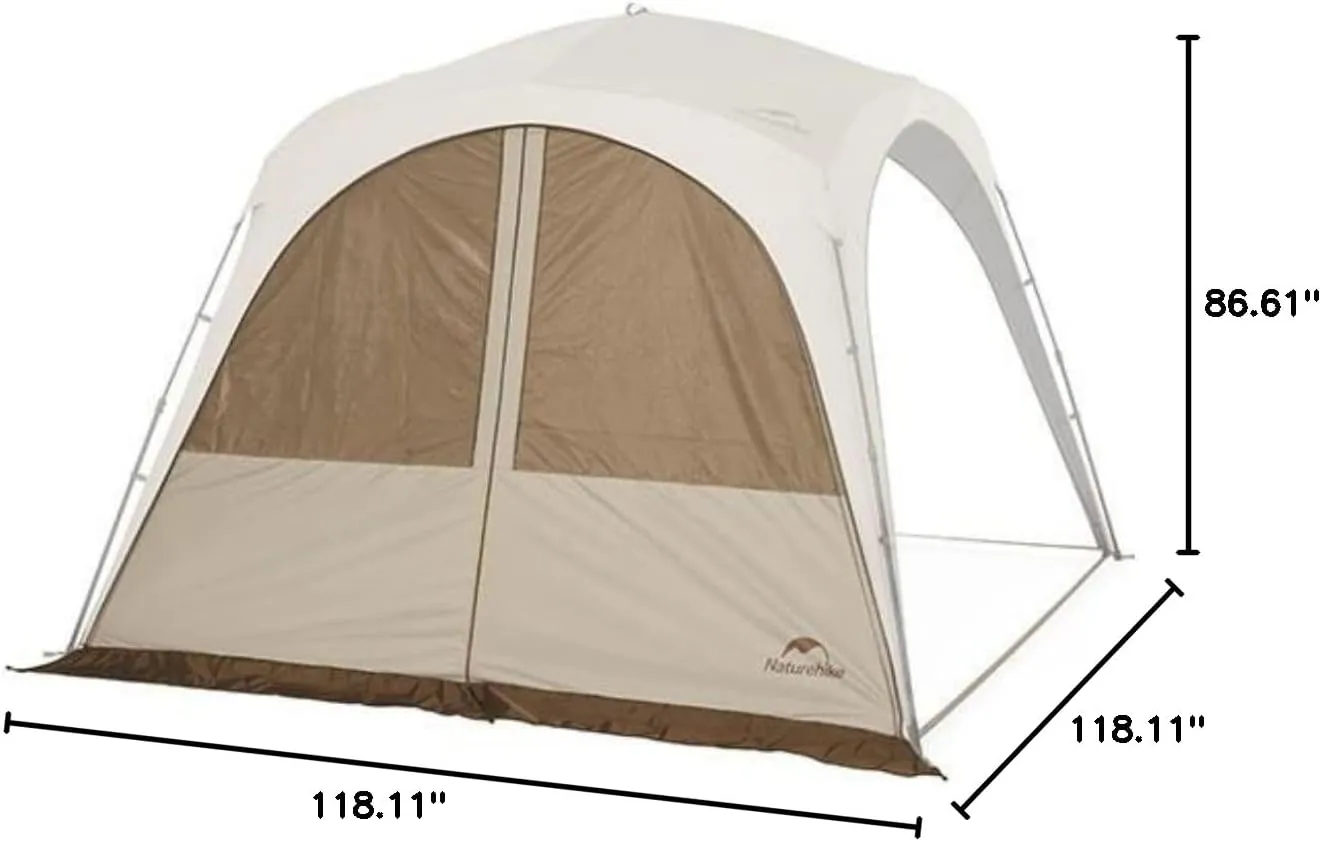 Naturehike Quarter/Hexagonal Camping Tent Canopy Sun Shade,Outdoor Tent for Camping,Fishing,Picnics, Canopy Available with Ground Cloth,Door Curtains,Tent Connector