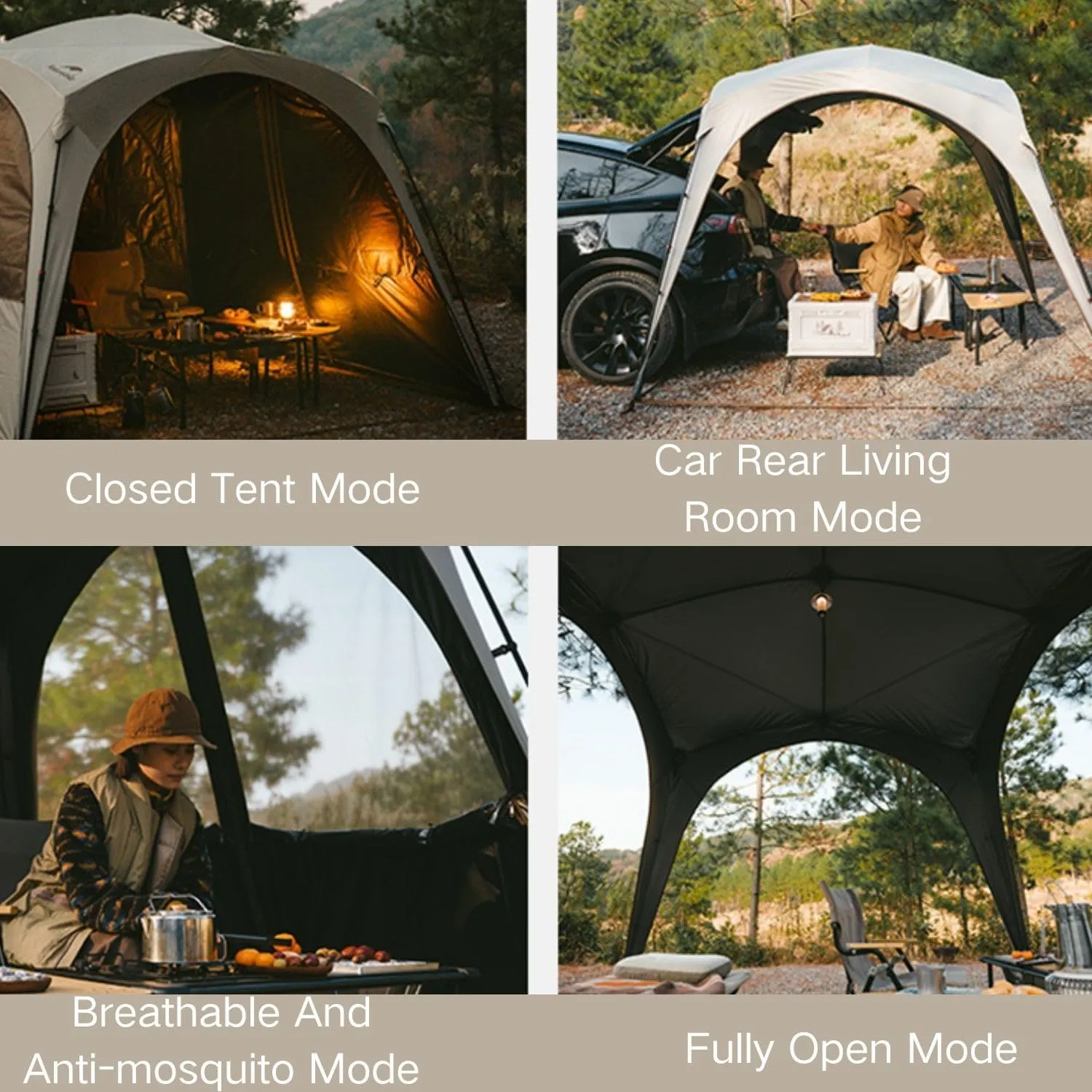 Naturehike Quarter/Hexagonal Camping Tent Canopy Sun Shade,Outdoor Tent for Camping,Fishing,Picnics, Canopy Available with Ground Cloth,Door Curtains,Tent Connector