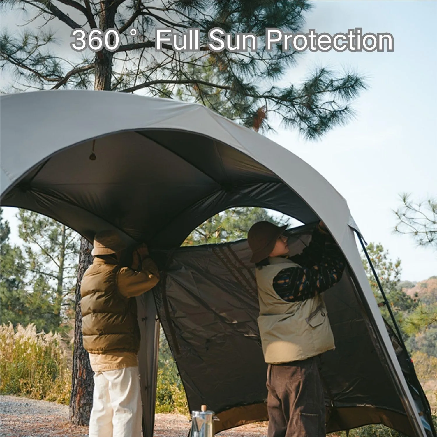 Naturehike Quarter/Hexagonal Camping Tent Canopy Sun Shade,Outdoor Tent for Camping,Fishing,Picnics, Canopy Available with Ground Cloth,Door Curtains,Tent Connector