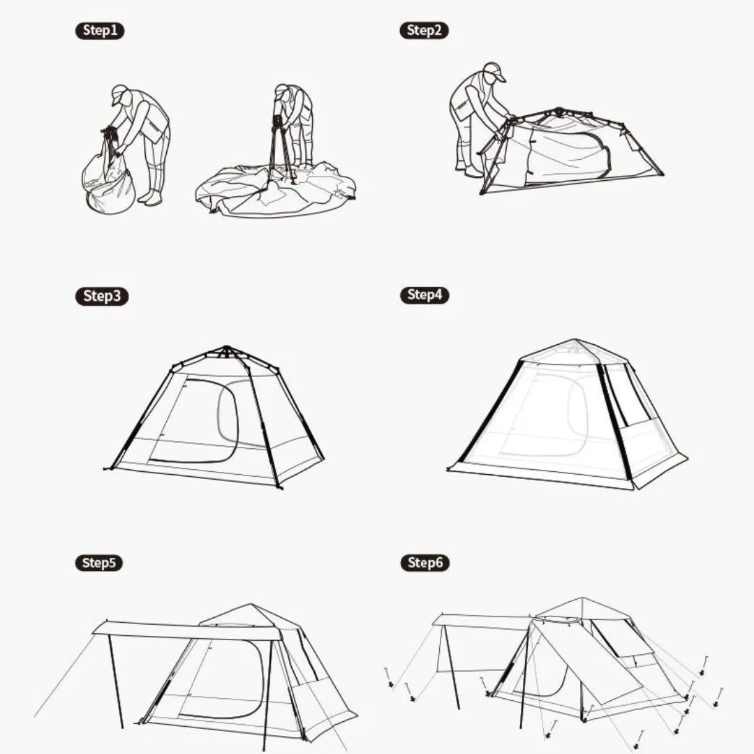 Naturehike UPF50  ANGO POP UP TENT FOR 4 MAN (WITH HALL POLE)