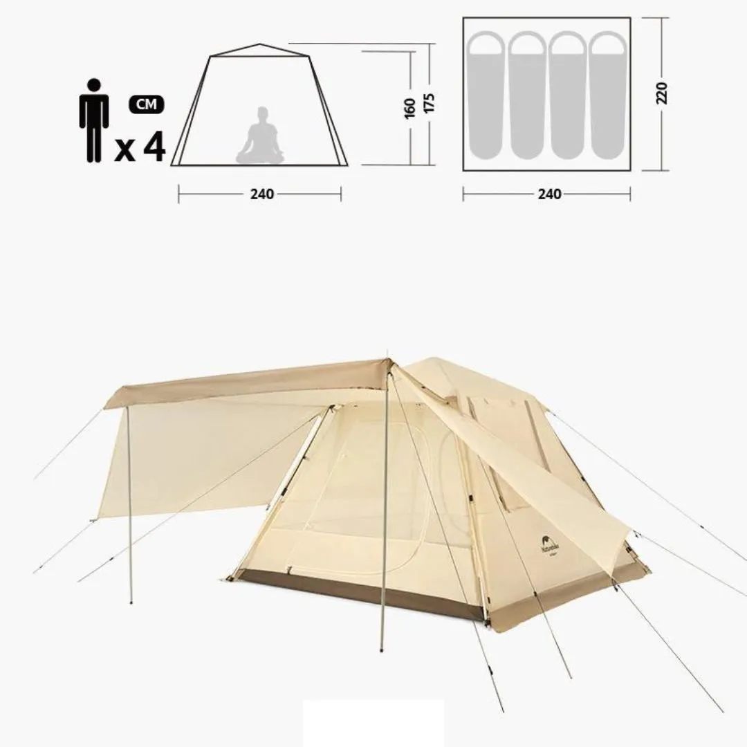 Naturehike UPF50  ANGO POP UP TENT FOR 4 MAN (WITH HALL POLE)