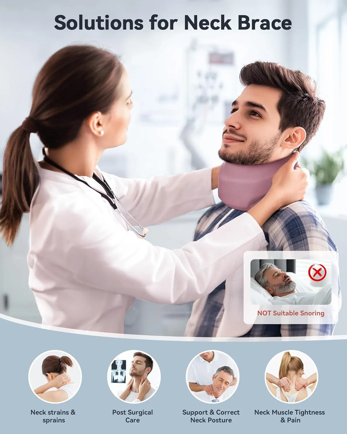 Neck Brace Cervical Collar - Neck Support Brace for Sleeping, Soft Foam Wraps Keep Vertebrae Stable and Aligned for Relief of Cervical Spine Pressure Pink Large(15.8-18.1 Inch)