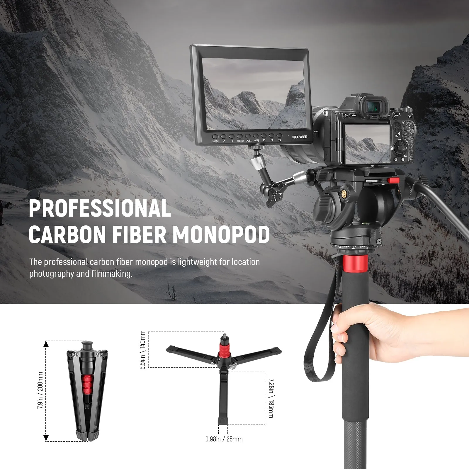 NEEWER TP71 71.6" Pro Carbon Fiber Camera Monopod