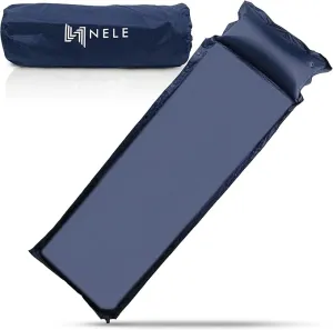NELE Polyester Self Inflating Sleeping Pad Camping - Portable Camping Mattress, Easy to Inflate Sleeping Mat for Hiking, Traveling & Backpacking (2''/Dark Blue)