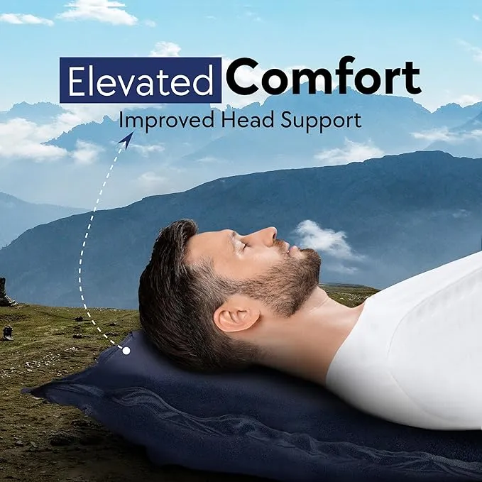 NELE Polyester Self Inflating Sleeping Pad Camping - Portable Camping Mattress, Easy to Inflate Sleeping Mat for Hiking, Traveling & Backpacking (2''/Dark Blue)