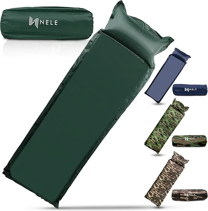 NELE Self Inflating Sleeping Pad 2inch Lifestyle Pad (Dark Green)