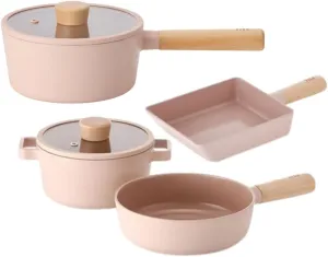 Neoflam Fika Kitchen 6-Piece Cookware Set, Nonstick Coating Mini Pot with Lid and Pan, Induction, Made in Korea (Petit Total Set)