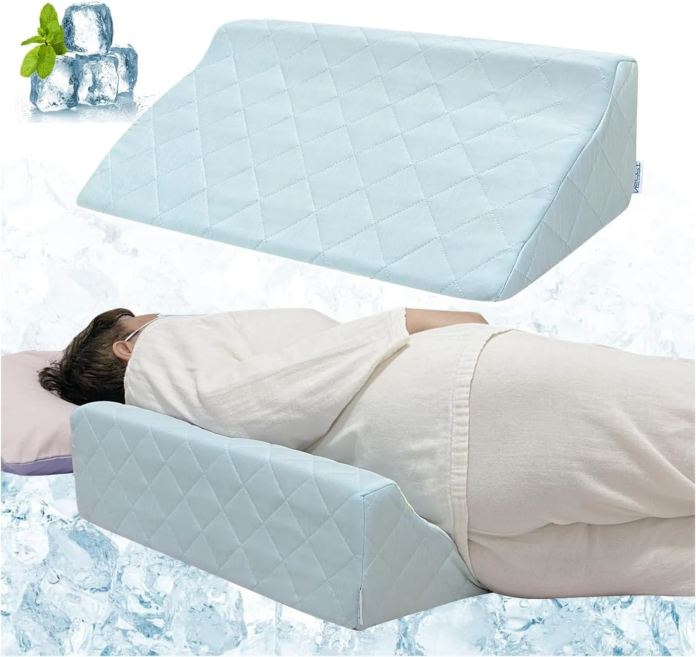 NEPPT Wedge Pillow for Seniors Side Sleeping Post Surgery Wedge Bedsore Pressure Relief Incline Pillow Patient Turning Wedges for Bed Positioning Adults Triangle Pillows for Back Support (Cooling)