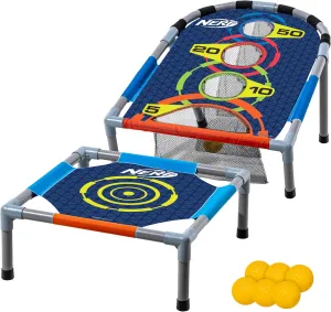 NERF Kids Bounce N Score Target Toss Game Set - Foam Ball Bouncing Game for Kids Ages 6  - (6) Foam Bouncy Balls and (1) Scoring Target Included