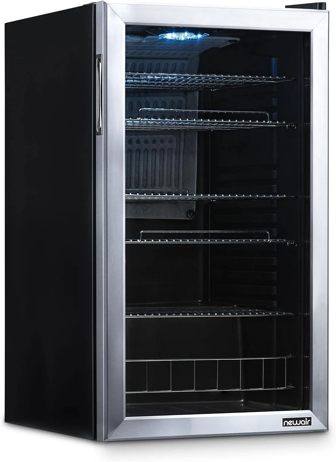 NewAir Beverage Refrigerator Cooler - 126 Cans Free Standing with Right Hinge Glass Door, Mini Fridge Beverage Organizer Perfect For Beer, Wine, Soda, And Cooler Drinks