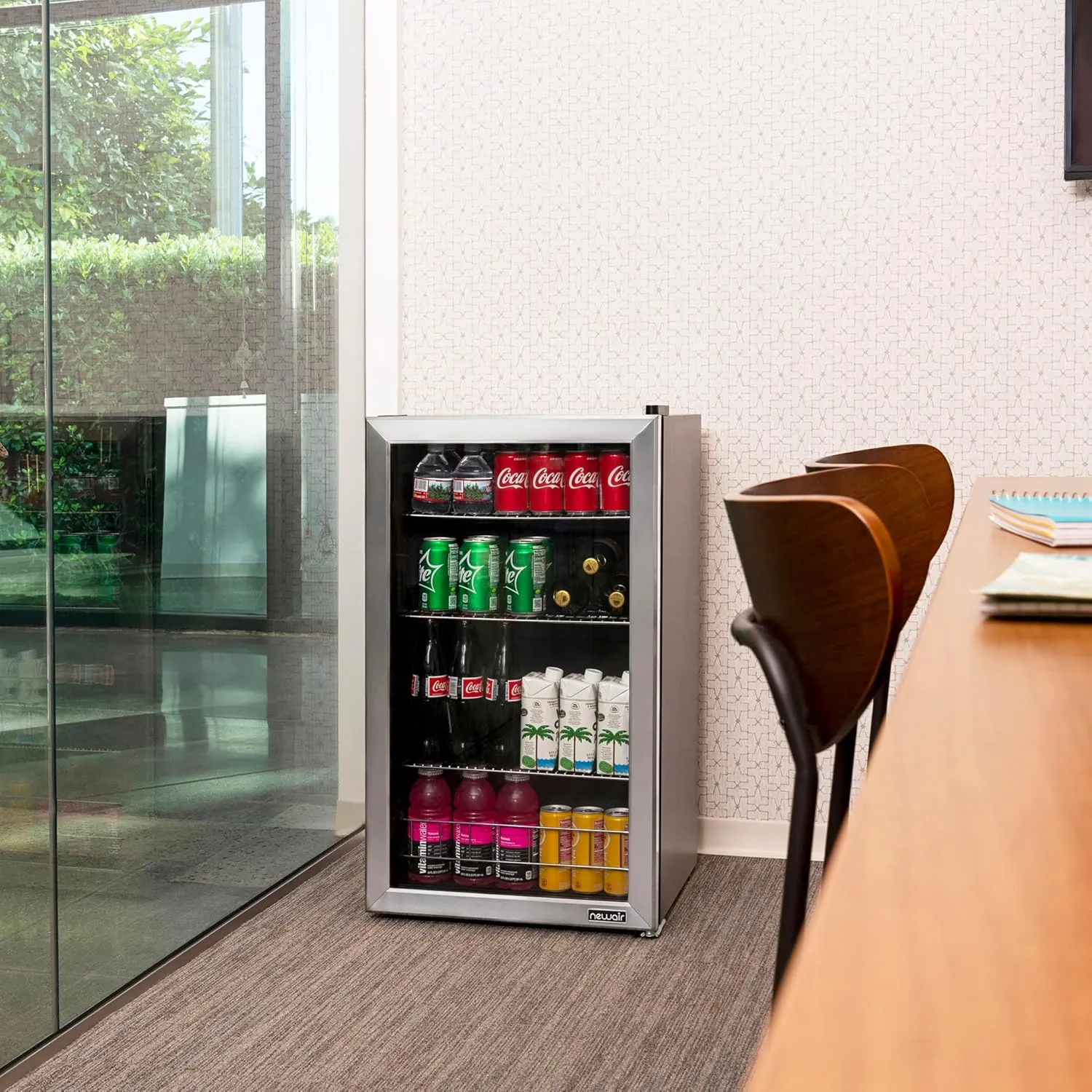 NewAir Beverage Refrigerator Cooler - 126 Cans Free Standing with Right Hinge Glass Door, Mini Fridge Beverage Organizer Perfect For Beer, Wine, Soda, And Cooler Drinks