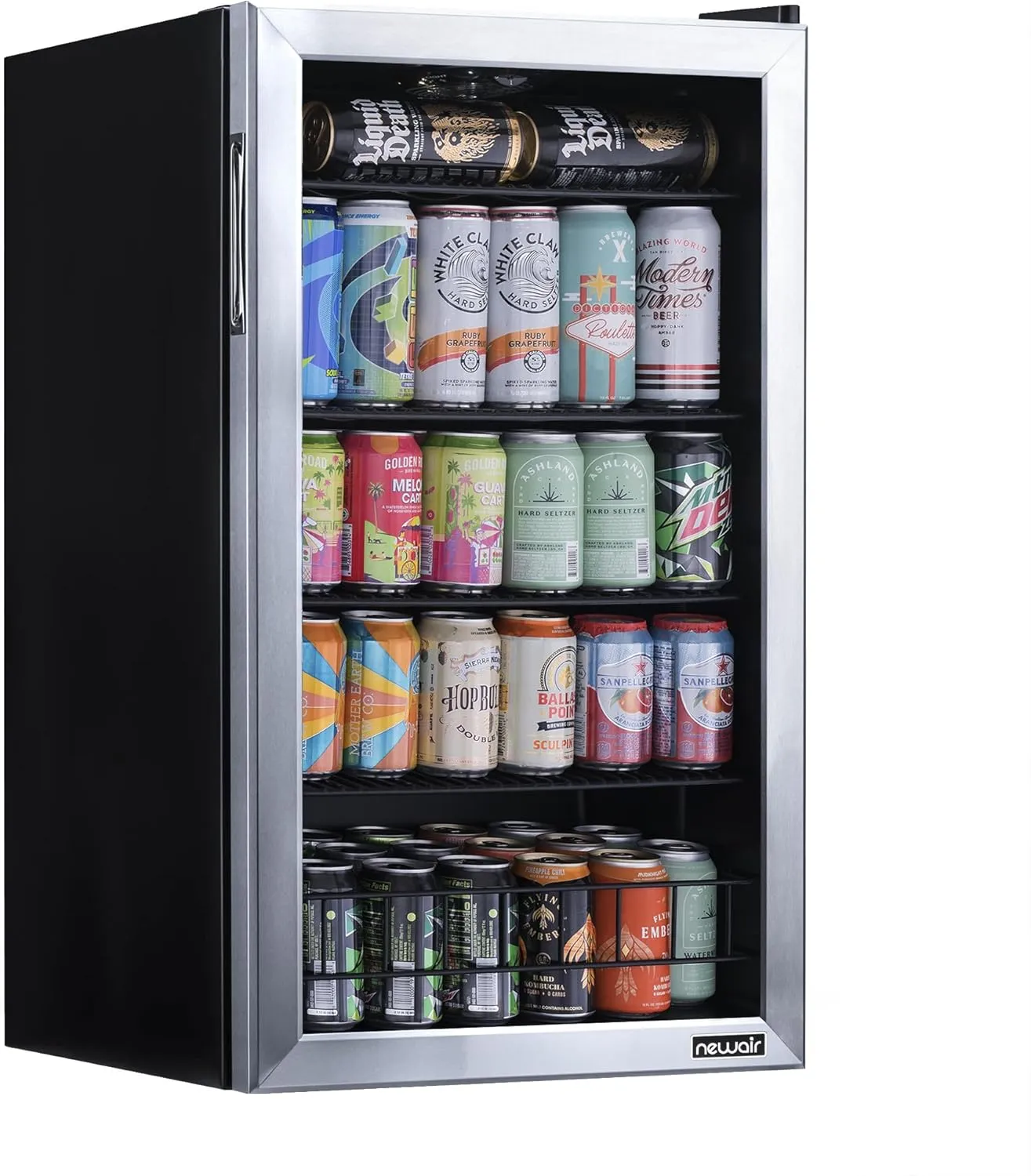NewAir Beverage Refrigerator Cooler - 126 Cans Free Standing with Right Hinge Glass Door, Mini Fridge Beverage Organizer Perfect For Beer, Wine, Soda, And Cooler Drinks