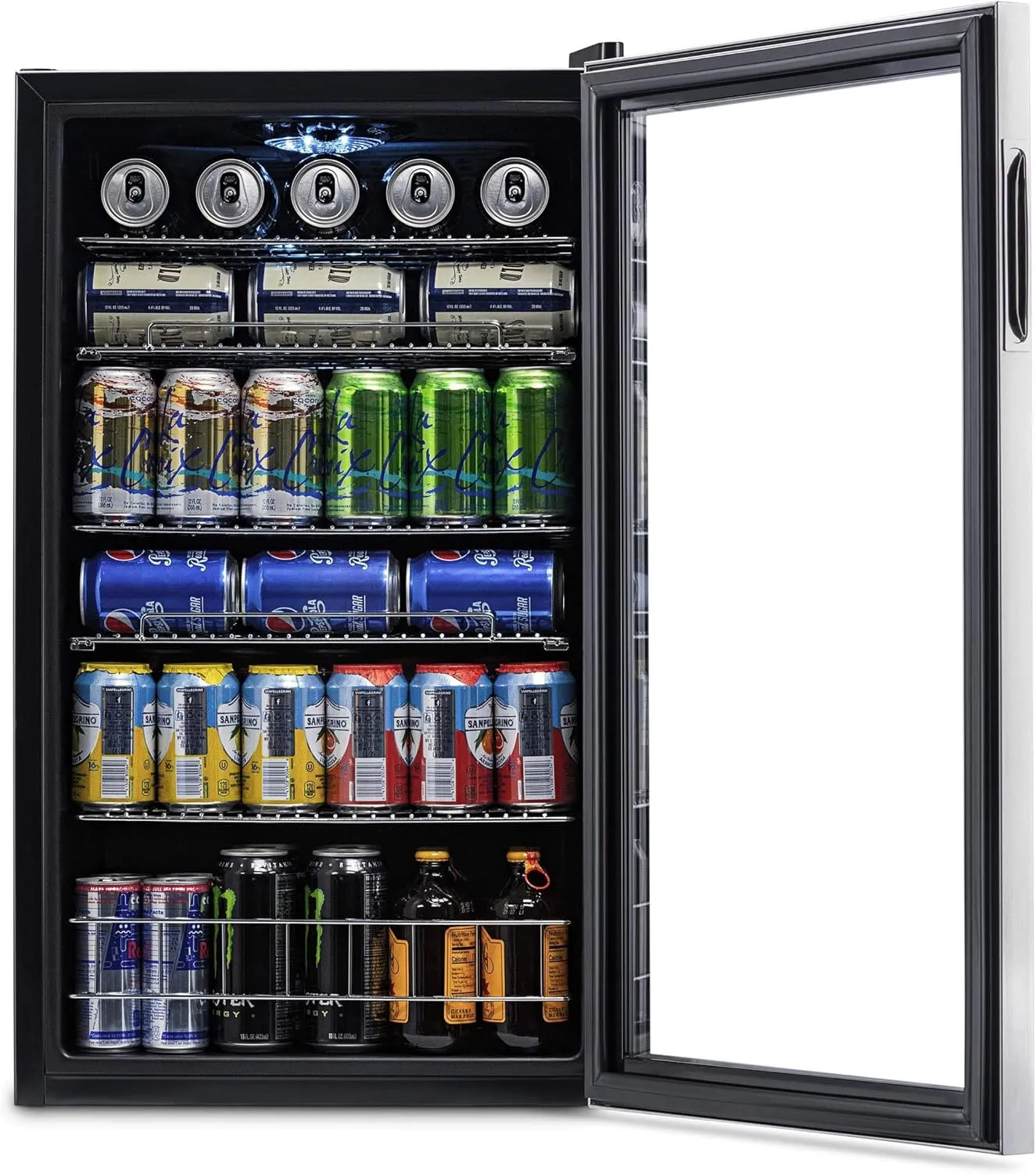 NewAir Beverage Refrigerator Cooler - 126 Cans Free Standing with Right Hinge Glass Door, Mini Fridge Beverage Organizer Perfect For Beer, Wine, Soda, And Cooler Drinks