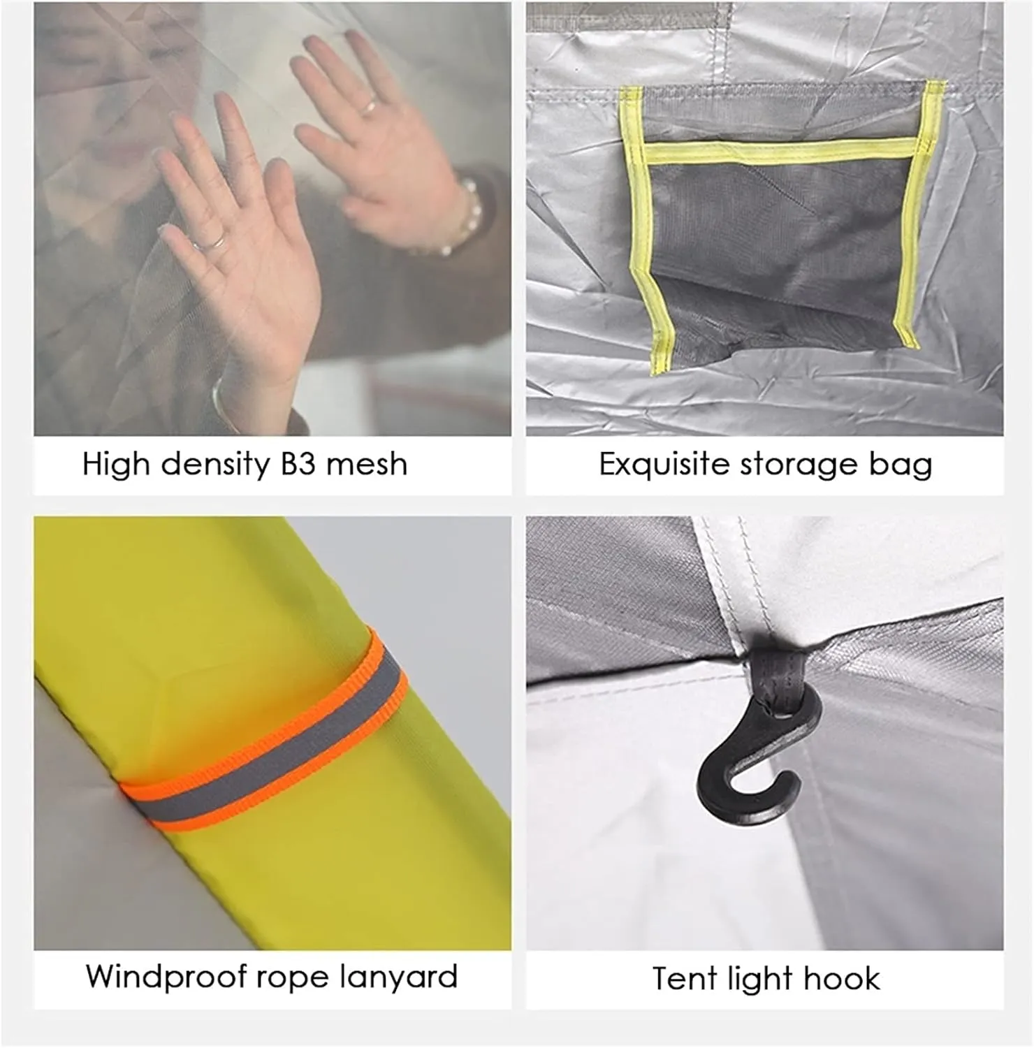 NIEH 4-5 Person/Man Tent, Camping Instant Pop Up Tents, Family Tent for Outdoor Camping, Double Layer 4 Season Tents Big Family Shelter for Backpacking Beach Picnic-240x240x153cm