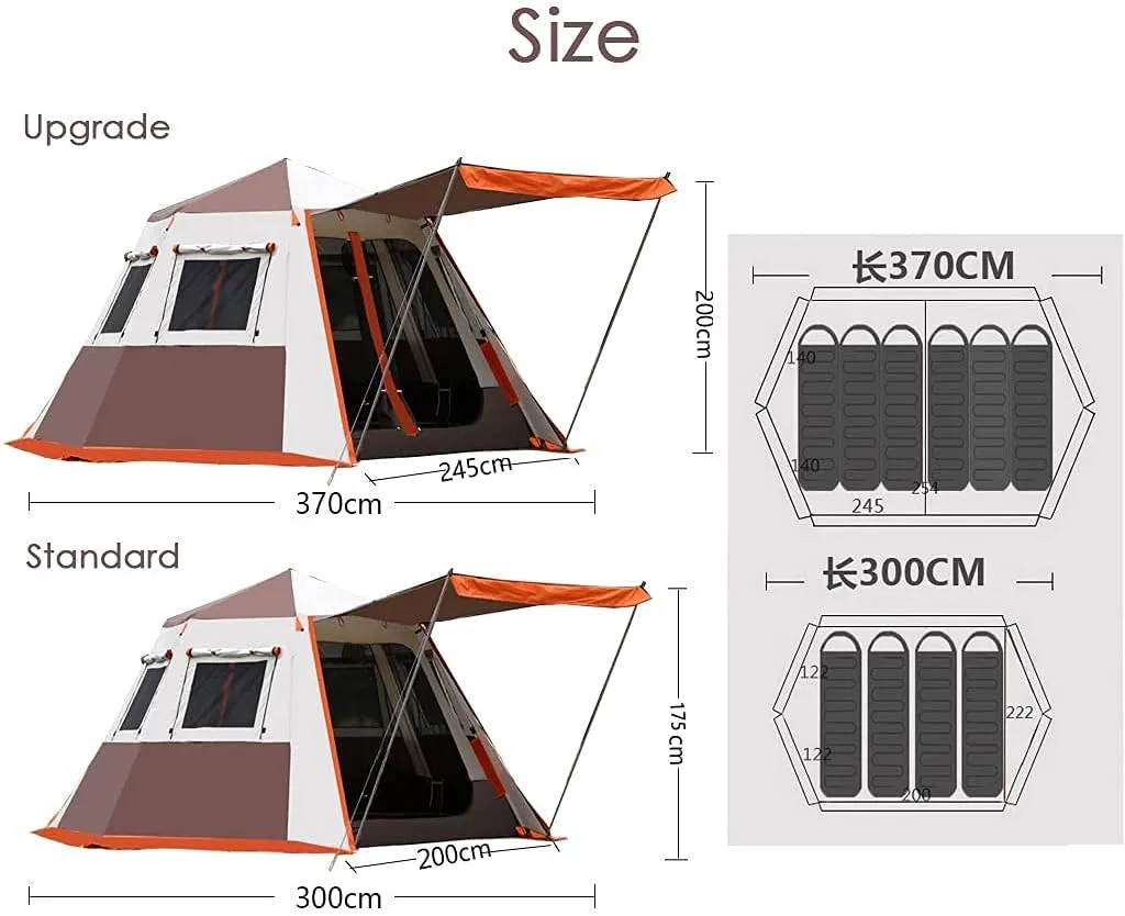 NIEH Pop Up Tent for 3 to 4 Person, Camping Outdoor Tent, Family Camping Tent with 360° Panoramic View, Ventilation, Waterproof Dome Tent for, Camping, Beach, and Outdoor